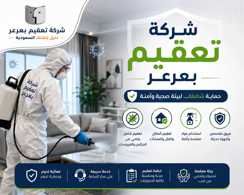 شركة تعقيم بعرعر | حلول احترافية لتعقيم المنازل والمنشآت بأحدث التقنيات